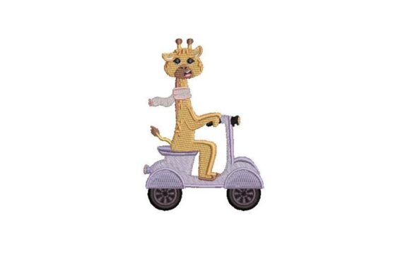 Giraffe Riding a Moped