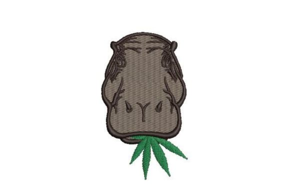 Hippo with Marijuana Leaf
